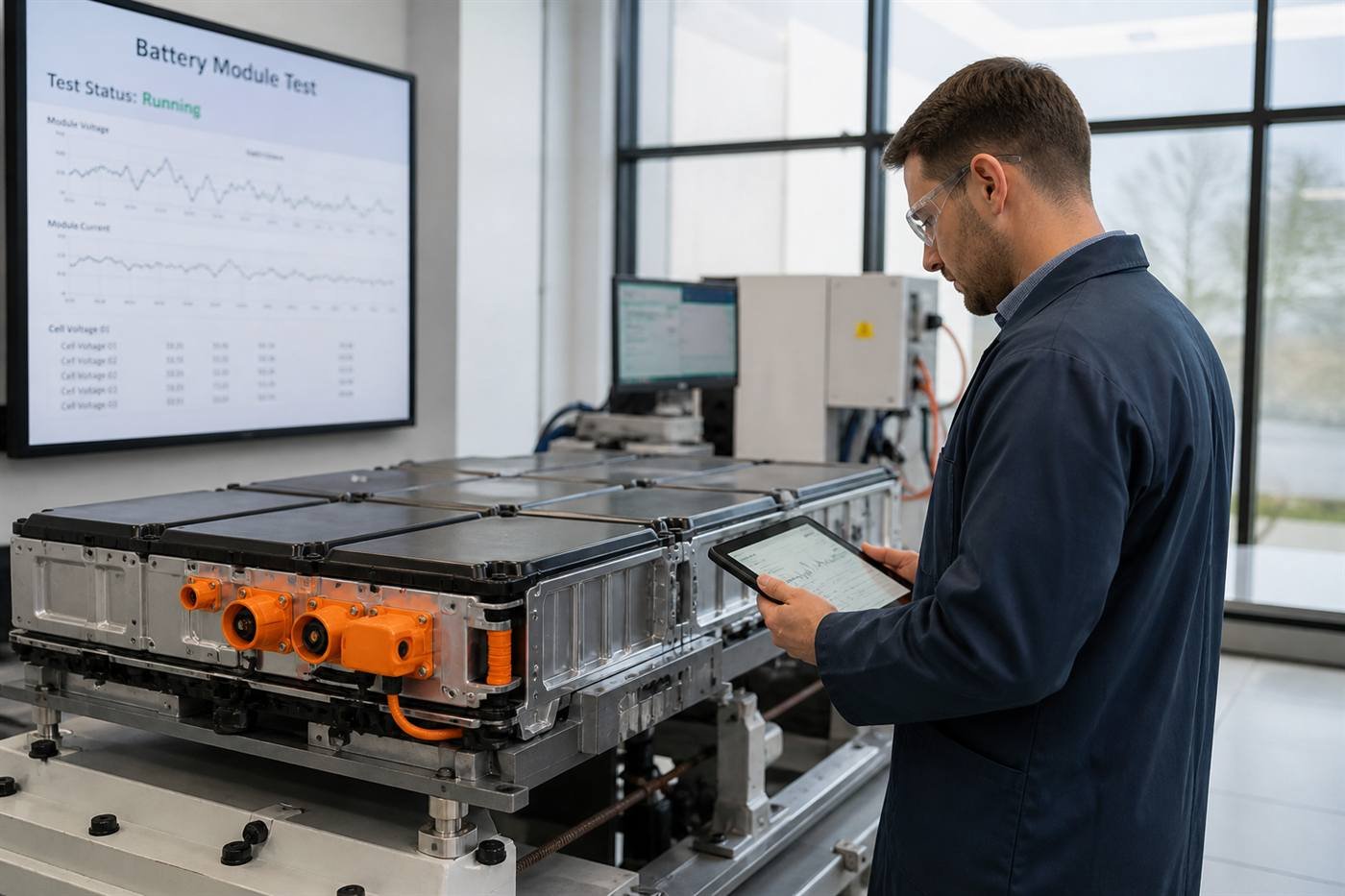 Energy-using product on a test stand for efficiency measurements